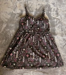 No Boundaries Juniors XL/XG 15-17 Black Elephant Print Sundress Sweetheart