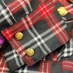 Tralala Liz Lisa red black Plaid Hooded Mini Dress Ruffle Gothic Punk Womens S
