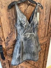 $4000 Marni Women’s 36 Calf Leather Flared Mini Dress Lined Grey Washed Gorgeous