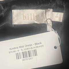 Billy J. Black Kimbra One Strap MIDI Slip Dress Sz 8 NWT