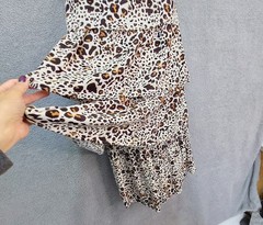 Oliver Bonas Ladies UK 8 Cream Leopard Tiered Maxi Dress Cruise Wedding Party