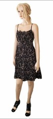 NWT Banana Republic Sun Dress Smocked Tie Front Black Brown White Floral Print M