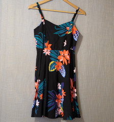 Nwot! Old Navy Floral Sundress Fit Flare Black Summer Vacation Womens S #A-36