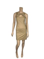 Vtg Moschino Cheap & Chic Brown Bow Cutout Dress IT 40