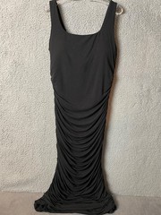 Shapellx Womens Dress XXL Black Bodycon Sheath Ruched Straps Striking
