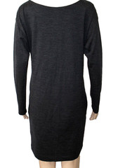 Megan Park Gray Wool Dress Beaded Pockets Long Sleeves M UK 0