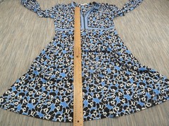Hale Bob Dress Womens Large Blue Black Floral Long Sleeve Tunic Boho LA
