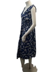 A.N.A Dress Womens Plus Size 1X Blue Floral Sleeveless Vneck Pockets