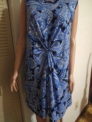 Cynthia Rowley Blue and White Paisley Sleeveless Dress