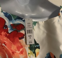 Glamour White Floral Multicolored Social 1PC Garment Lined Dress Womens Size 8