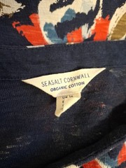 Seasalt Cornwall Shore Foraging Tunic Dress Pockets navy Blue Floral Long Sleeve