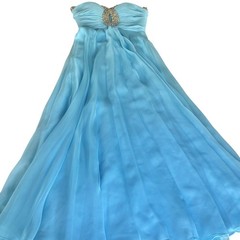 $798 Sherri Hill Rhinestone Strapless Blue Formal Prom Evening Gown Dress Sz 6/S