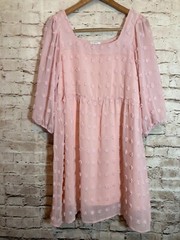 Jodifl Babydoll Dress Womens Small Powder Pink Polka Dot Poms Feminine Coquette