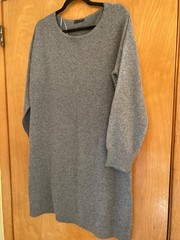 LONG SWEATER NEW NEVER WORN MADE BY ELVI COLOR IS GREY SIZE IS UK 02