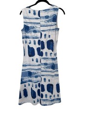 Tango Mango Dress SM White Blue Shift Pockets Beachy Pool Vacation Comfort Mod