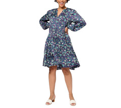 Destination 365 Women&rsquo;s Printed Long Sleeves V-Neck Dress Plus Size 2X