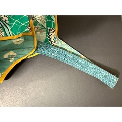 Anthropologie Tiny Mixed Print Boho Mini Dress Teal Yellow Lace Trim XS 30416T