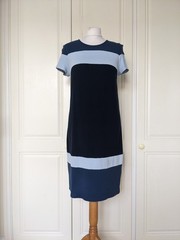 HOBBS Womens Blue Colourblock Cap Sleeve Scoop Neck Dress Size 12