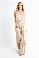 VACANCES 100% silk charmeuse non see through maxi slip dress size S/M NUDE