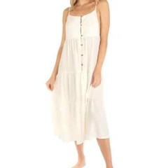 Hurley Solid Button Front Tiered Midi NWT Size M Color Cream