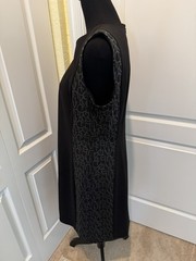 Calvin Klein Solid Black Sheath Knee Dress Round Neck side logo ack zipper