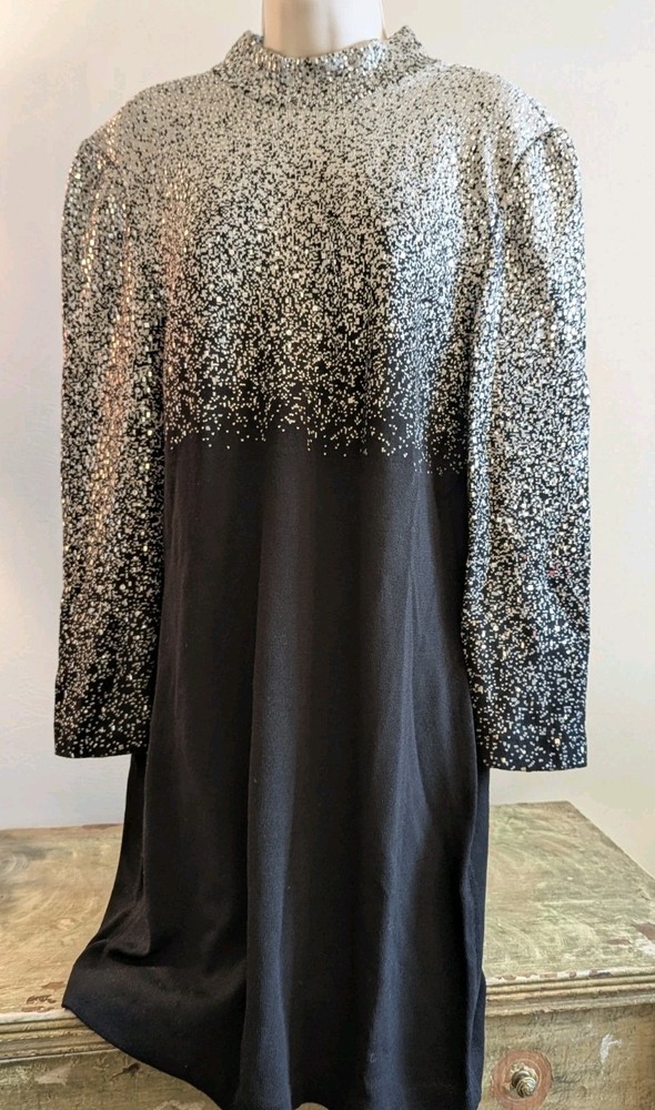 St John, Gorgeous, Black & Silver Dress, SZ 12