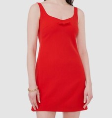 CeCe Women&rsquo;s Red Sweetheart-Neck Sleeveless Bow-Trim Sheath Dress Size 14