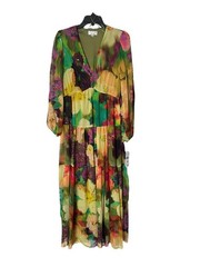 Signature NEW Floral Maxi Spring Dress Size 8 Lined With Long Sheer Sleeves
