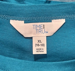 NWT Time and Tru Size XL Teal Tiered Knit Dress Pockets Round Neck Short Sleeves