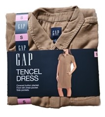 GAP Relaxed Fit Tencel Dress Tan Side Pockets Women&rsquo;s Size Small NEW