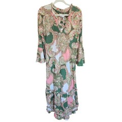 One Season Australia Maxi Dress Long Indi Faro Coral Floral Tiered Ruffle NWT XL