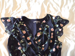 Julia Jordan Navy Floral Faux Wrap Belt Dress Peek a Boo Skirt 14 Flowy