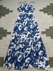 Abercrombie & Fitch Dress Womens Medium Blue White Floral Blouson Midi