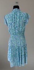 Small SAIL TO SABLE Floral Mini Ruffled Blue Flutter Sleeves Elastic Waist Dress