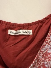 Abercrombie red floral midi dress tie spaghetti straps slide slits XL