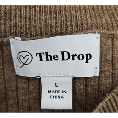 The Drop Sweater Dress Womens Large Brown Ribbed Midi Side Slit Raglan Sleeve