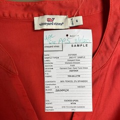 Vineyard Vines Womens Red Short Cuffed Sleeve V-Neck Over-Dyed Tunic Dress 6