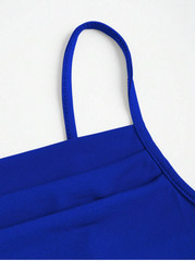 Blue MOD Solid Ruched Mermaid Hem Cami Dress Sz XS S M L