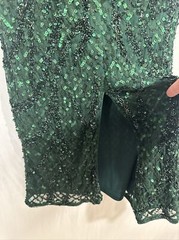 NWT $398 MAC DUGGAL [ 8 ] Sequined Halter Midi Dress in Bottle Green #G1457