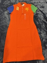 Ralph Lauren Sport Women Short Sleeve Big Pony Polo Dress #2 Orange M, RL000082