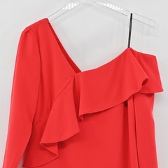 Black Halo Tava Dress Size 6 Red Glamorous Ruffle Romantic Elegant Mini Sheath