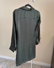 BB Dakota by Steve Madden Bottle Green Satin Twist Front Shirt Dress Size S