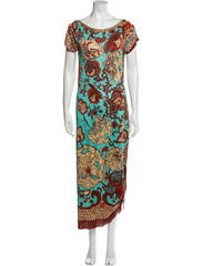 Jean Paul Gaultier Soleil Vintage Printed Midi Dress Womens Size Medium Italy