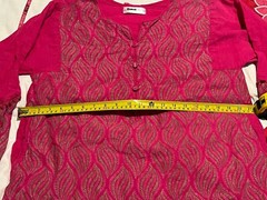 Gul Ahmed Ideas Pret Leaf Pattern Buttoned-Up Kurta Tunic Dress – Pink – Size M