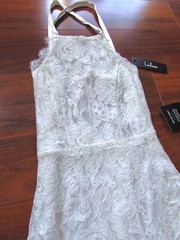 LULU&rsquo;S ~ New! NWT XXS ~ Lace High Neck OPEN BackSATIN RIBBON STRAP Midi Dress a8
