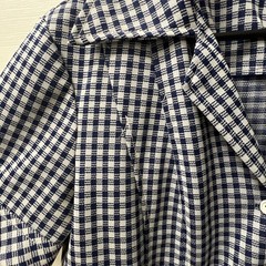 Authentic 60s House Dress Polyester Drop Waist With Pleats Blue/White Checked !