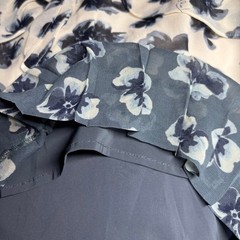 Tory Burch Cecilia Floral Pleated Dress Sz 2 Blue Cream A-Line Bow Neck Chiffon