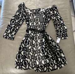 NWT Patterson J Kincaid Womens Sheer Belted Dress Lined 0 XS $198