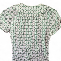 Zara Basic Womens Elastic Waist Dress Draped Neck Circle Print Green/White M
