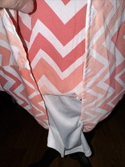 Cloud Sky 100% Polyester Sleeveless Chevron Pattern Peach & White Small Sundress